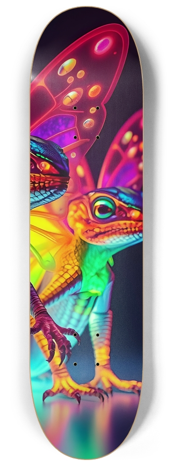 Neon Psychedelic Stained-Glass Creature with Butterfly Wings 0010 #3 8-1/4 Skateboard Deck