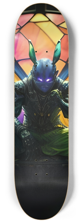 Neon Psychedelic Stained-Glass Creature with Butterfly Wings 001 #2 8-1/4 Skateboard Deck