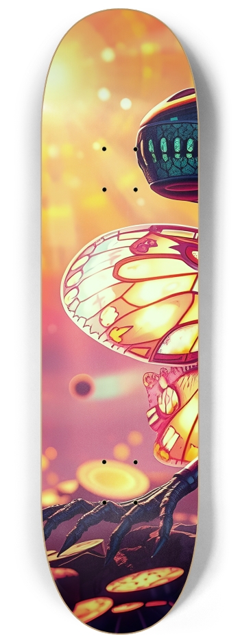 Neon Psychedelic Stained-Glass Creature with Butterfly Wings 0009 #1 8-1/4 Skateboard Deck