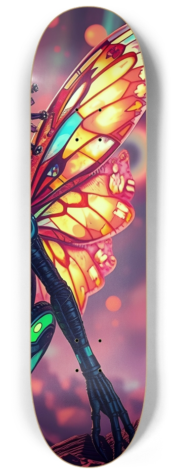 Neon Psychedelic Stained-Glass Creature with Butterfly Wings 0009 #3 8-1/4 Skateboard Deck