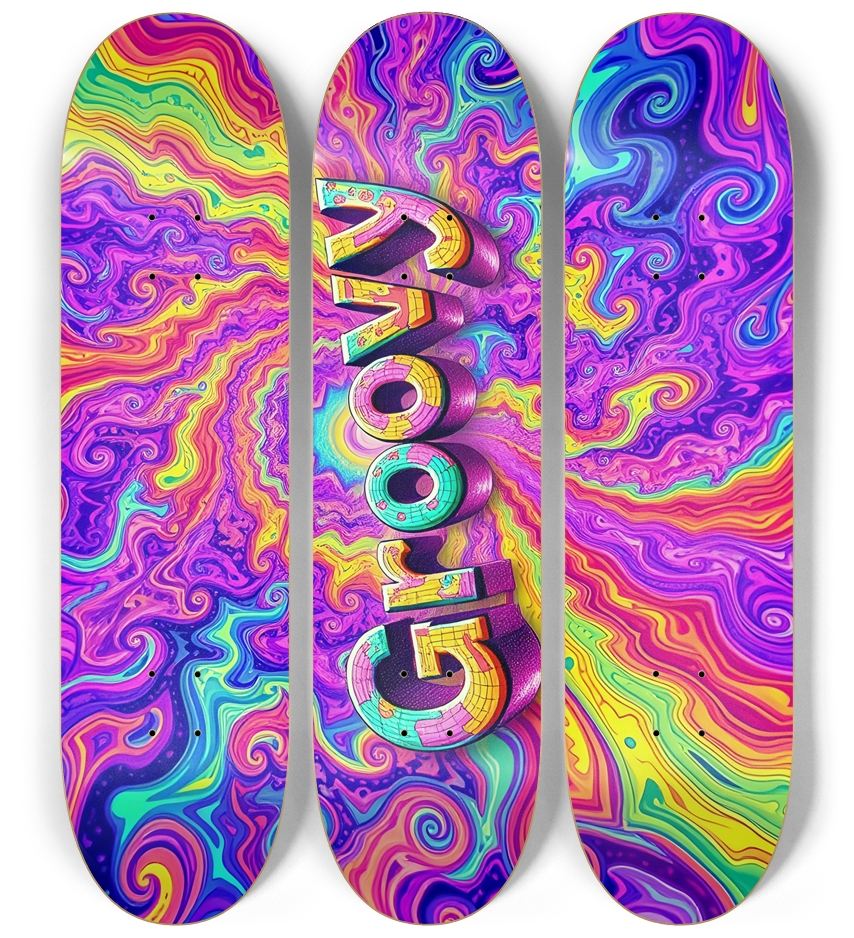 Neon Psychedelic Groovy 0001 3 Deck Wall Series