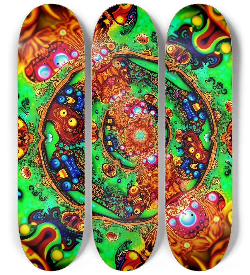 Neon Psychedelic Abstract Pattern 0003 3 Deck Wall Series