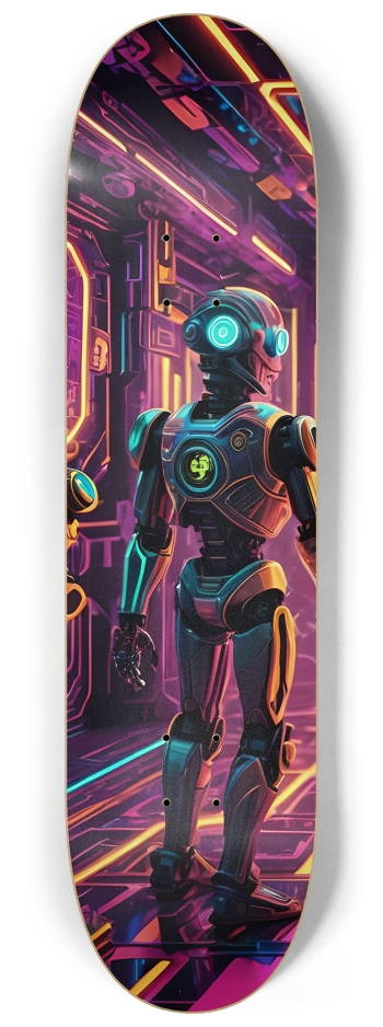 Neon Psychedelic Robots 0002 #1 8-1/4 Skateboard Deck