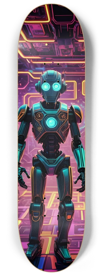 Neon Psychedelic Robots 0002 #2 8-1/4 Skateboard Deck