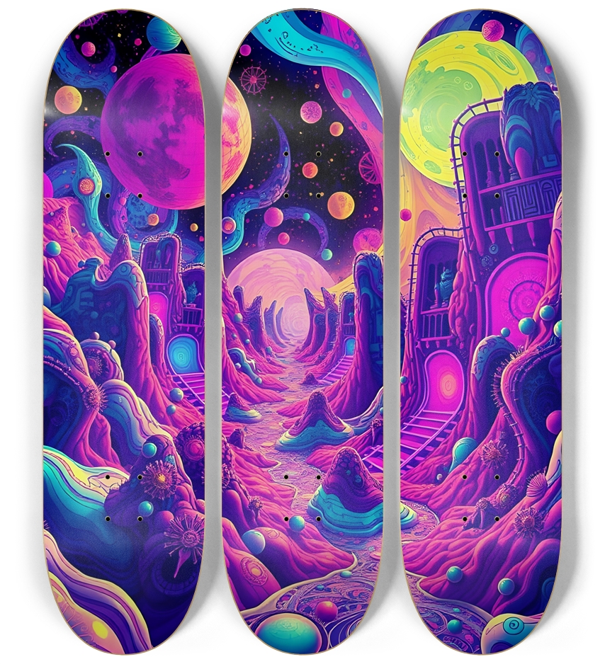 Neon Landscape 0002 3 Deck Wall Series