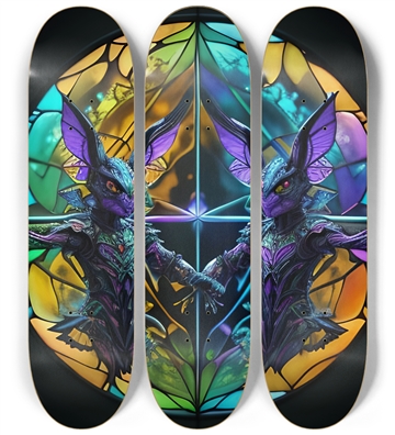 Neon Psychedelic Stained-Glass Creature with Butterfly Wings 004