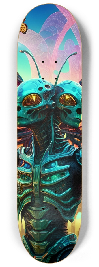 Neon Psychedelic Stained-Glass Creature with Butterfly Wings 008 #2 8-1/4 Skateboard Deck