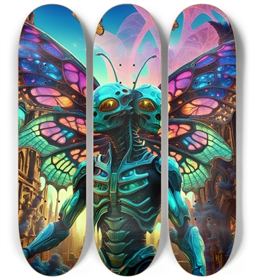 Neon Psychedelic Stained-Glass Creature with Butterfly Wings 008