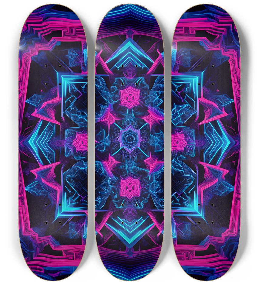 Neon Psychedelic Abstract Pattern 0005 3 Deck Wall Series