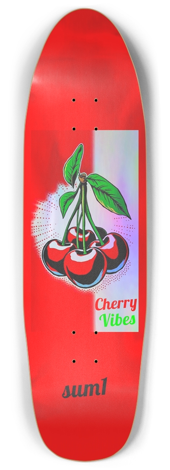 sum1sk8boards cherry vibes holographic old school shape pool skateboard