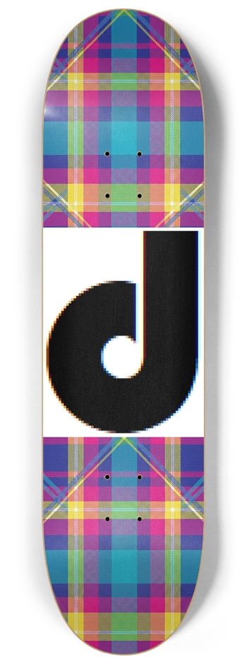 d logo tartan hot pink, lantern blue, neon green, orange 8-1/4 Skateboard Deck
