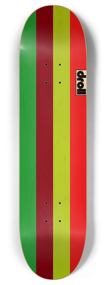 four color stripe green, maroon, spring green, red 8 Inch Skateboard Deck