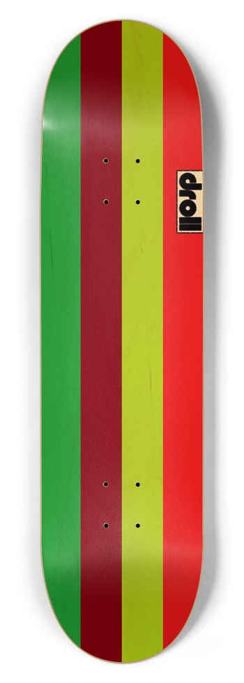 four color stripe green, maroon, spring green, red 8-1/2 Skateboard Deck