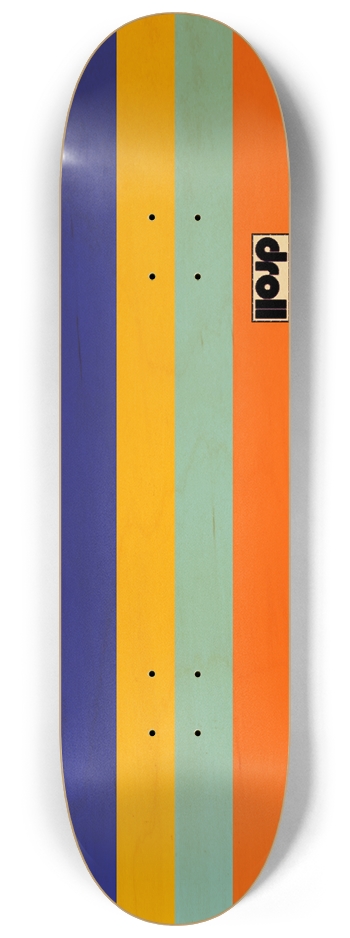 four color stripe royal blue, sunburst yellow, powder blue, orange 8-1/4 Skateboard Deck