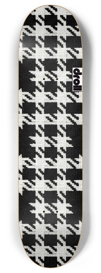 houndstooth black, white 8 Inch Skateboard Deck