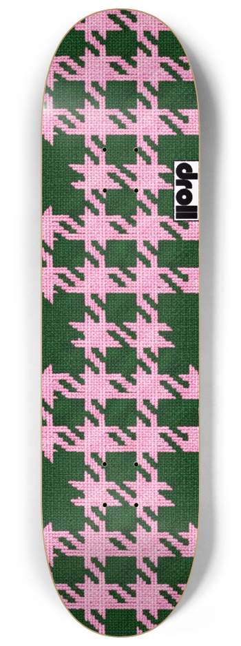 houndstooth pink, green 8-1/4 Skateboard Deck