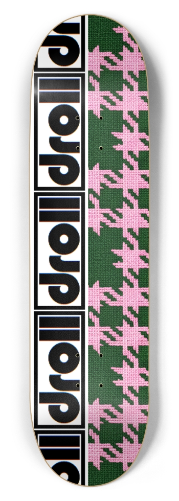 houndstooth pink, green droll strip