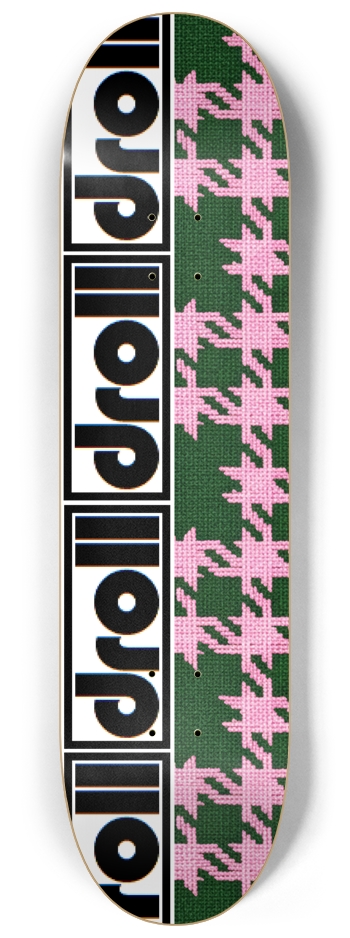 houndstooth pink, green droll strip