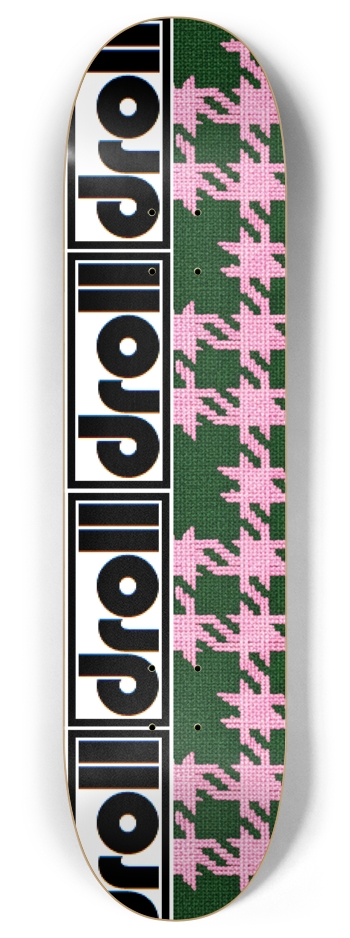 houndstooth pink, green droll strip
