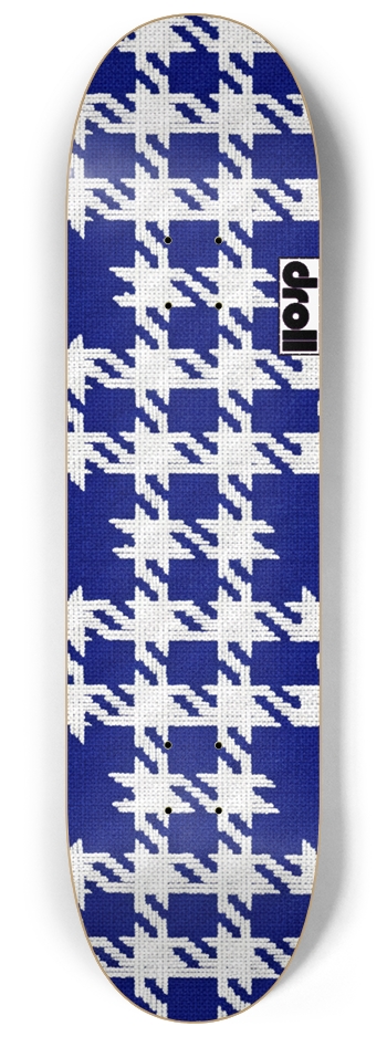 houndstooth royal blue, white 8-1/4 Skateboard Deck