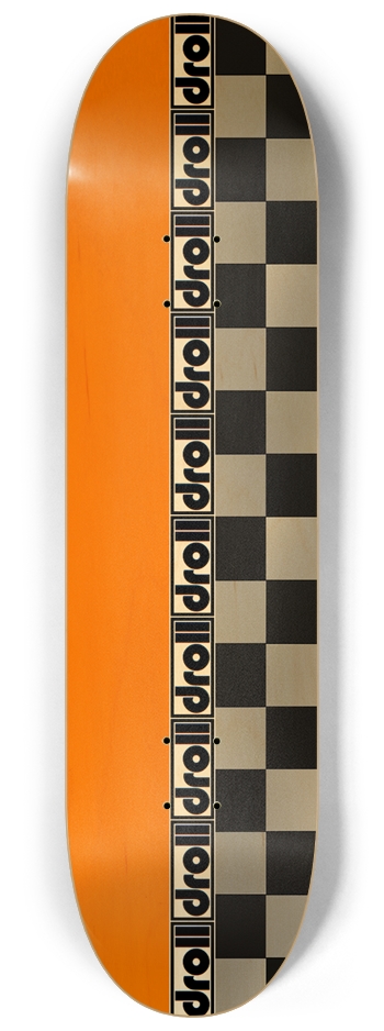 orange woodgrain/checkers droll strip 8-1/4 Skateboard Deck
