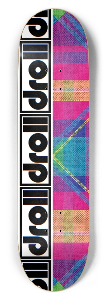 plaid hot pink, lantern blue, neon green, orange droll strip 8-1/2 Skateboard Deck