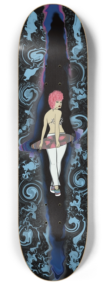 Swirling Cosmos – Pink-Haired Character Skateboard Deck