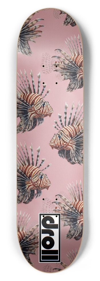 lionfish on pink 8-1/2 Skateboard Deck