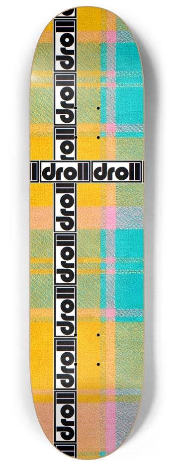 tartan droll strip marigold, turquoise, salmon, pink