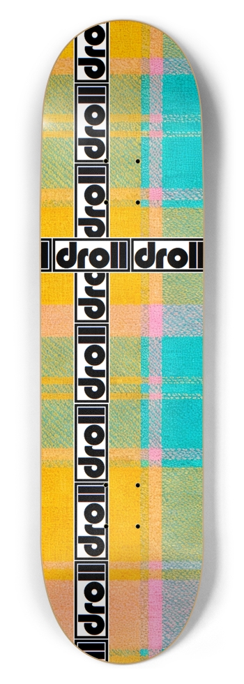 tartan droll strip marigold, turquoise, salmon, pink