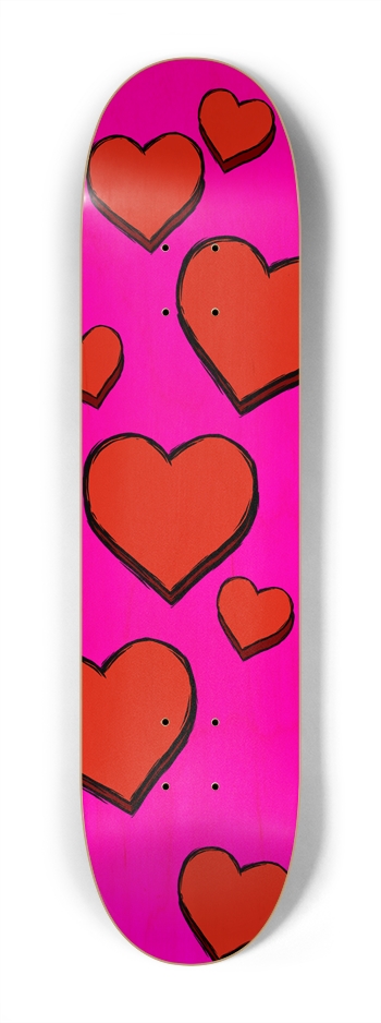 sum1sk8boards pink valentine hearts 7.25 skateboard