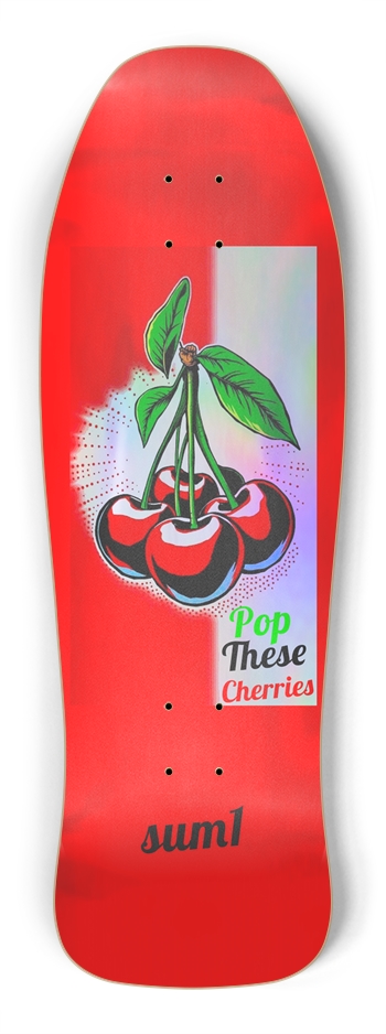 sum1sk8boards pop these cherries holographic old school shape skateboard Shredder Shape