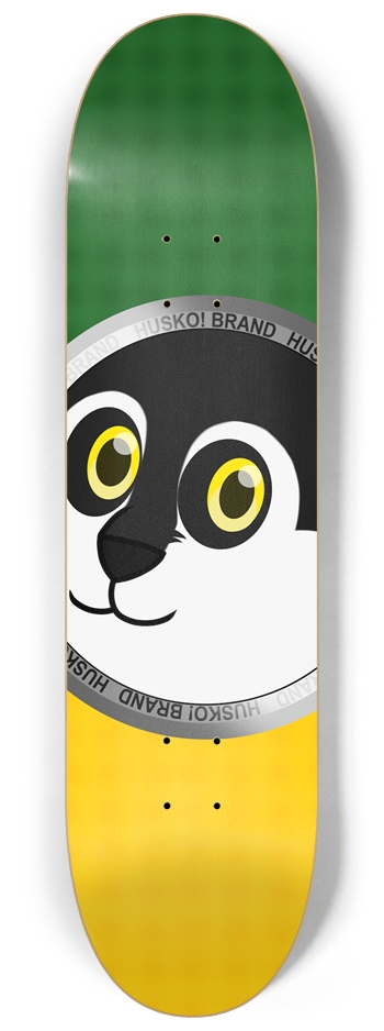 Husko! Badge Series Deck - Green/Yellow - 8.25 8-1/4 Skateboard Deck