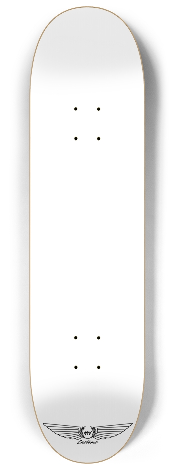 HNCUSTOMS: Blank Deck, White 8-1/4 Skateboard Deck