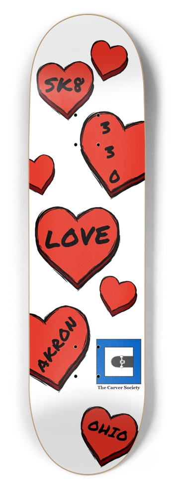 Love Akron 330 - White 8-1/2 Skateboard Deck