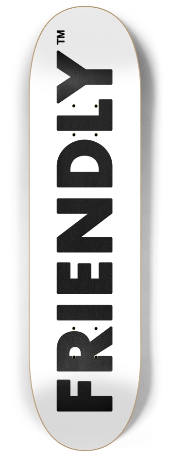 FRIENDLY™ #001 (White) - 8.25 8-1/4 Skateboard Deck