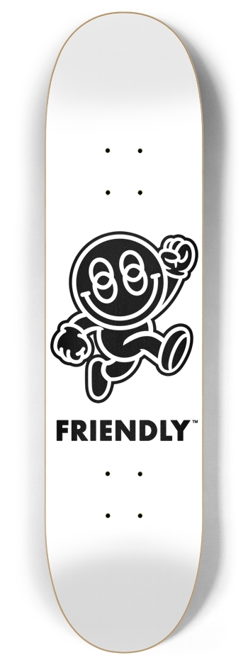 FRIENDLY™ #003 (White) - 8.0 8 Inch Skateboard Deck
