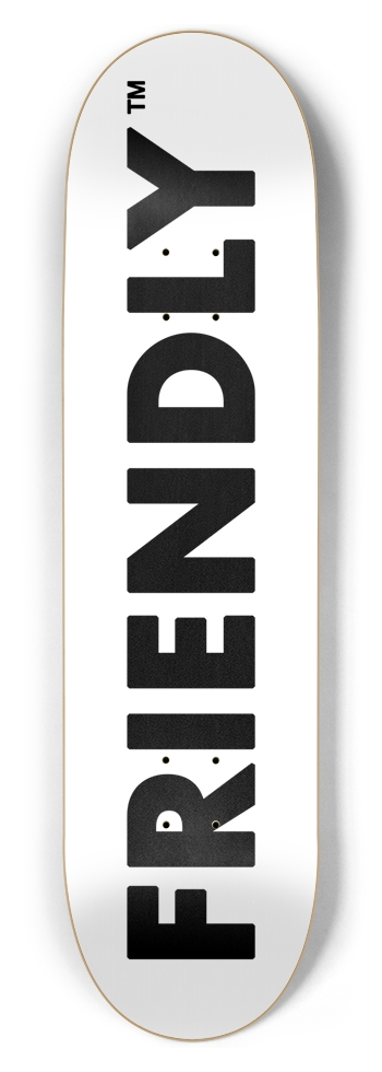 FRIENDLY™ #001 (White) - 8.5 8-1/2 Skateboard Deck
