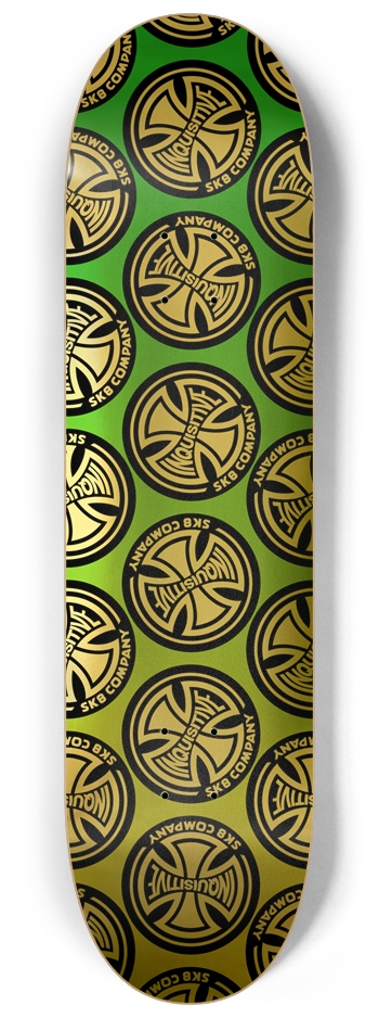 Inquisitive Sk8 Company (Gold Foil Green) 8-1/4 Skateboard Deck