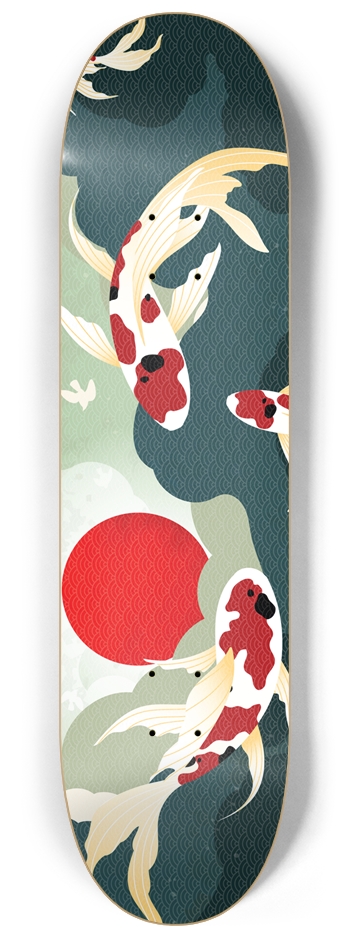 Koi Fish Custom Skateboard Japanese Wall Art 8-1/4 Skateboard Deck