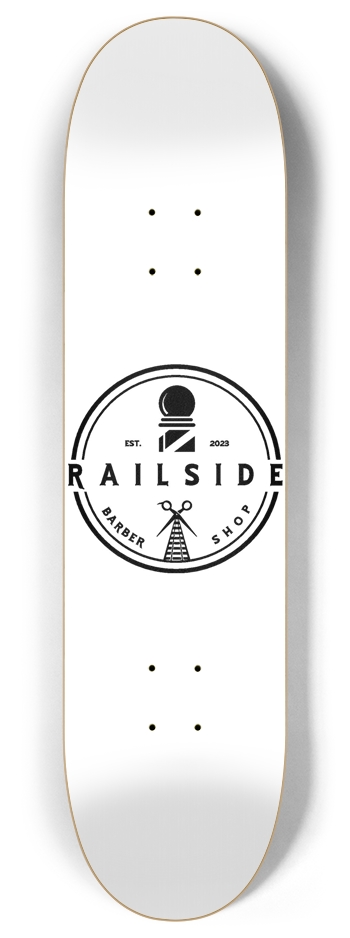 Railside Barbershop white 8 Inch Skateboard Deck