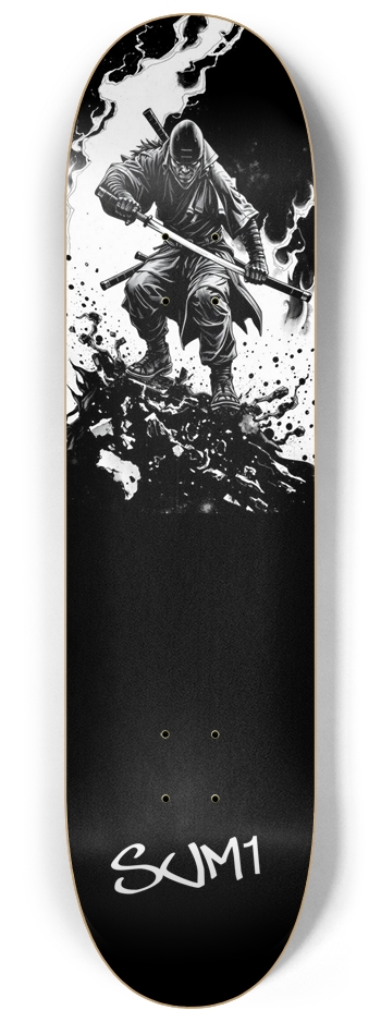 sum1sk8boards samurai black & white 8.25 popsicle skateboard 