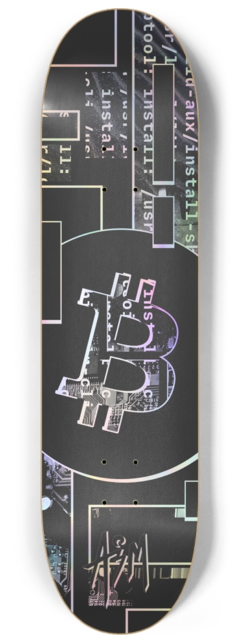 BTC Bitcoin - Dark Holo (Holographic) 8-1/4 Skateboard Deck