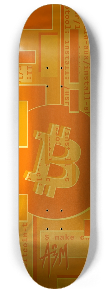 BTC Bitcoin - Orange (Gold Foil) 8-1/4 Skateboard Deck