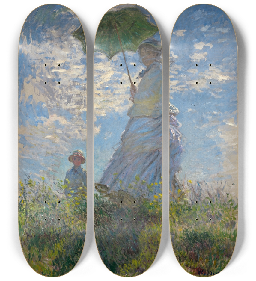 Claude Monet Skateboard Woman With A Parasol 3 Deck Wall Series