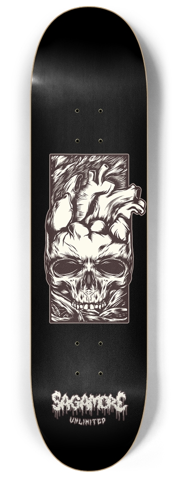Heart Skull 8-1/4 Skateboard Deck