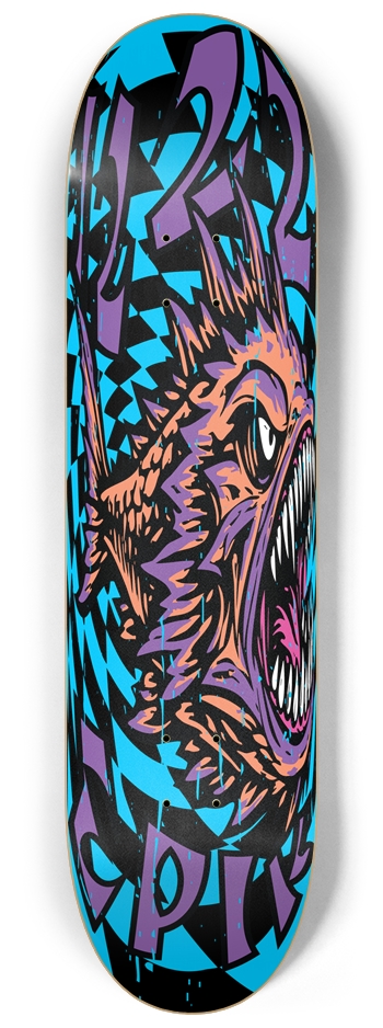 DISTRESSED ANGRY FISH 8-1/4 Skateboard Deck