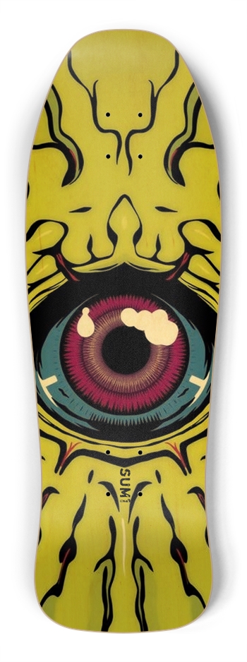 sum1sk8boards slime eye old school shape skateboard