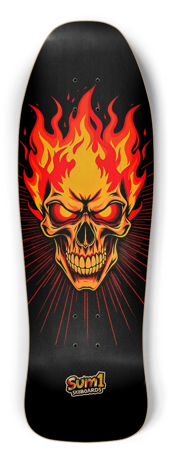 sum1sk8boards flaming skull old school shape skateboard Shredder Shape