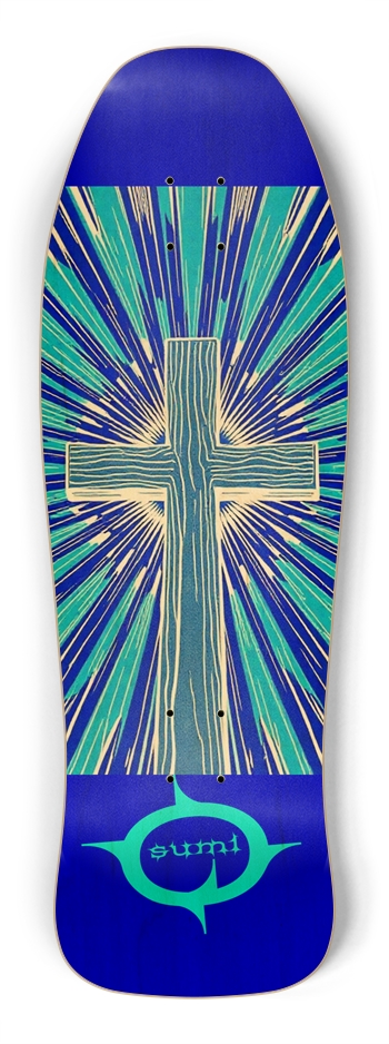 sum1sk8boards holographic cross old school shape skateboard Shredder Shape